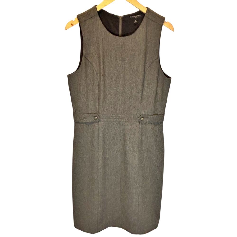 Banana Republic Factory Gray Wool Blend Sleeveless Career Shift Dress - size 12